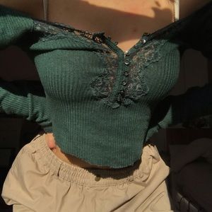 green off the shoulder top